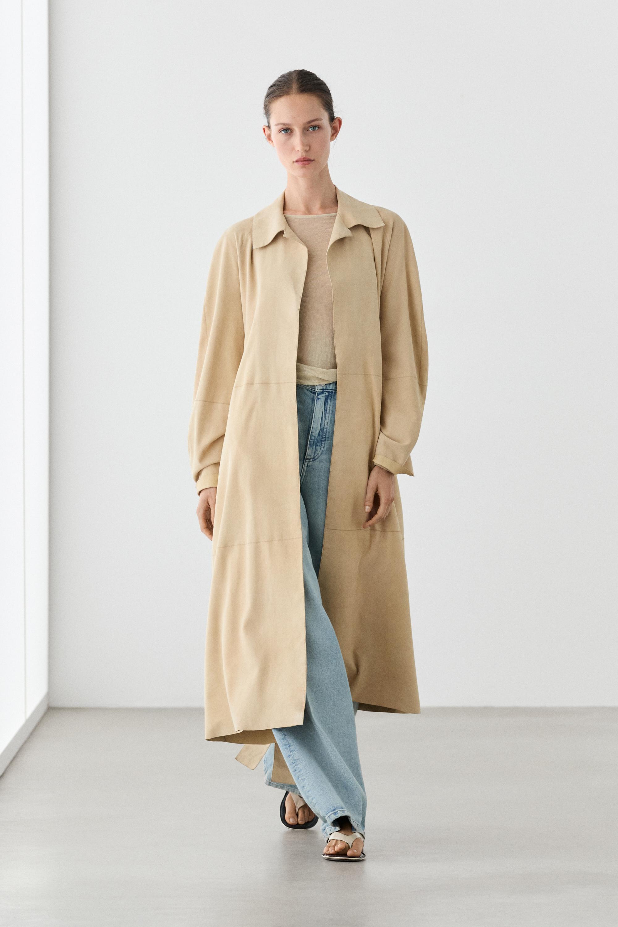 Manteau long en daim