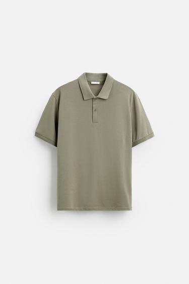 BASIC PIQUE-POLOSHIRT MED STRUKTUR - lys kaki fra Zara