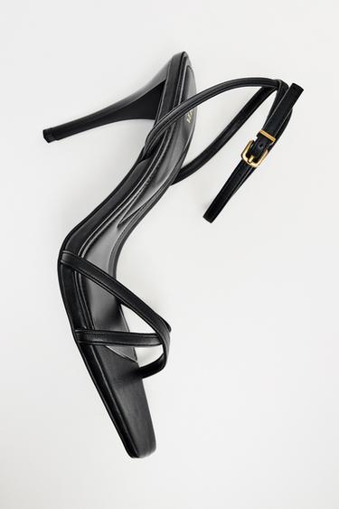 CROSSOVER STRAP HEELED SANDALS - Black by Zara