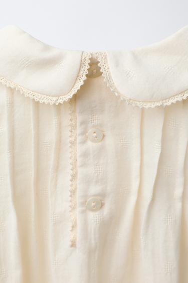 LACE PIN TUCK BODYSUIT - Ecru by Zara - Image 3