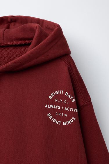 ENSEMBLE DE JOGGING SWEAT ET PANTALON DE JOGGING AVEC INSCRIPTION - Grenat de Zara - Image 2