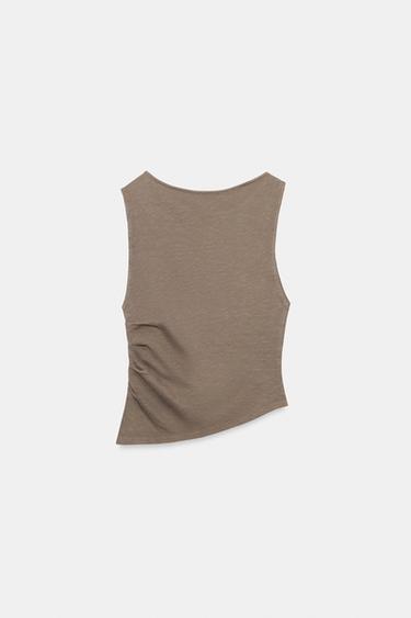 TOP FLAMMÉ À PLIS - Vison de Zara - Image 5