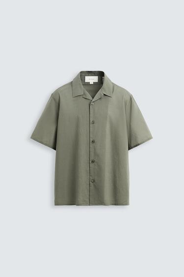 CAMISA VOILE ALGODÓN - Khaki oscuro de Zara