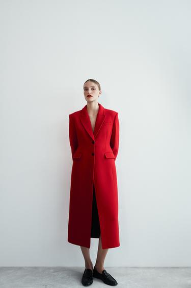 ABRIGO ENTALLADO MEZCLA LANA ZW COLLECTION - Rojo de Zara