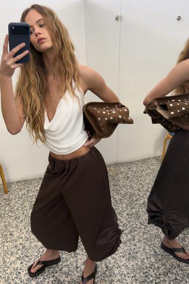 CULOTTES WITH ADJUSTABLE HEM - Chocolate brown by Zara