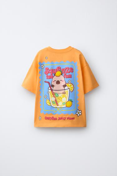 CAPYBARA CAPYFUN © PRINT T-SHIRT - Orange by Zara - Image 1