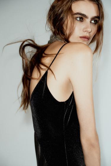 ROBE MIDI BIMATIÈRE SATINÉE - Noir de Zara - Image 3