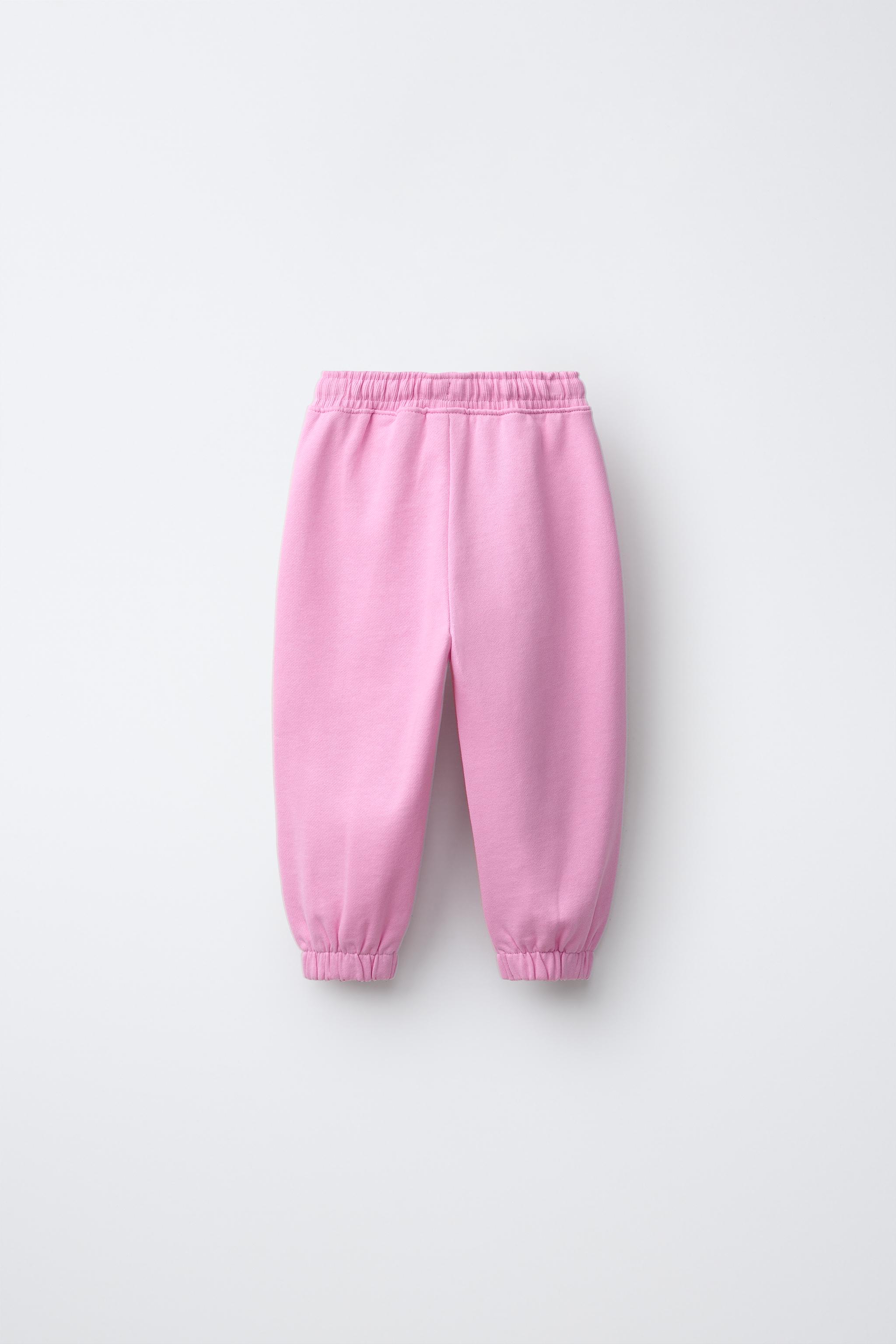 DAISY EMBROIDERED PLUSH PANTS — Chalk pink