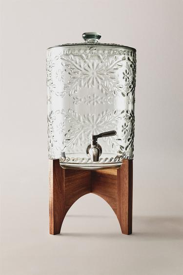Zara ACACIA WOOD FLORAL DISPENSER - Green / Blue