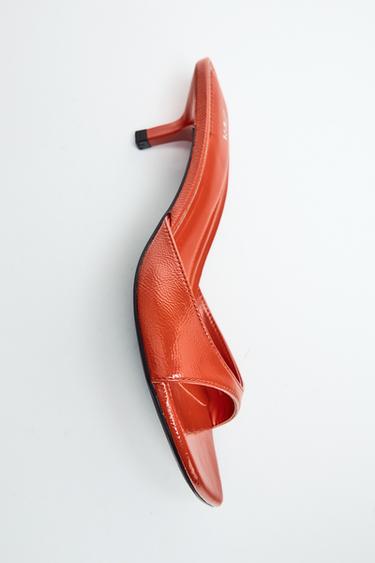 MULE-SANDAL MED HÆL - Orange fra Zara
