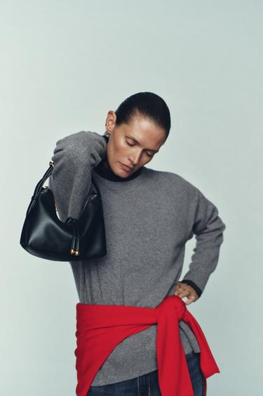 MINI BORSA A SECCHIELLO DETTAGLIO SFOGLIE - Nero di Zara