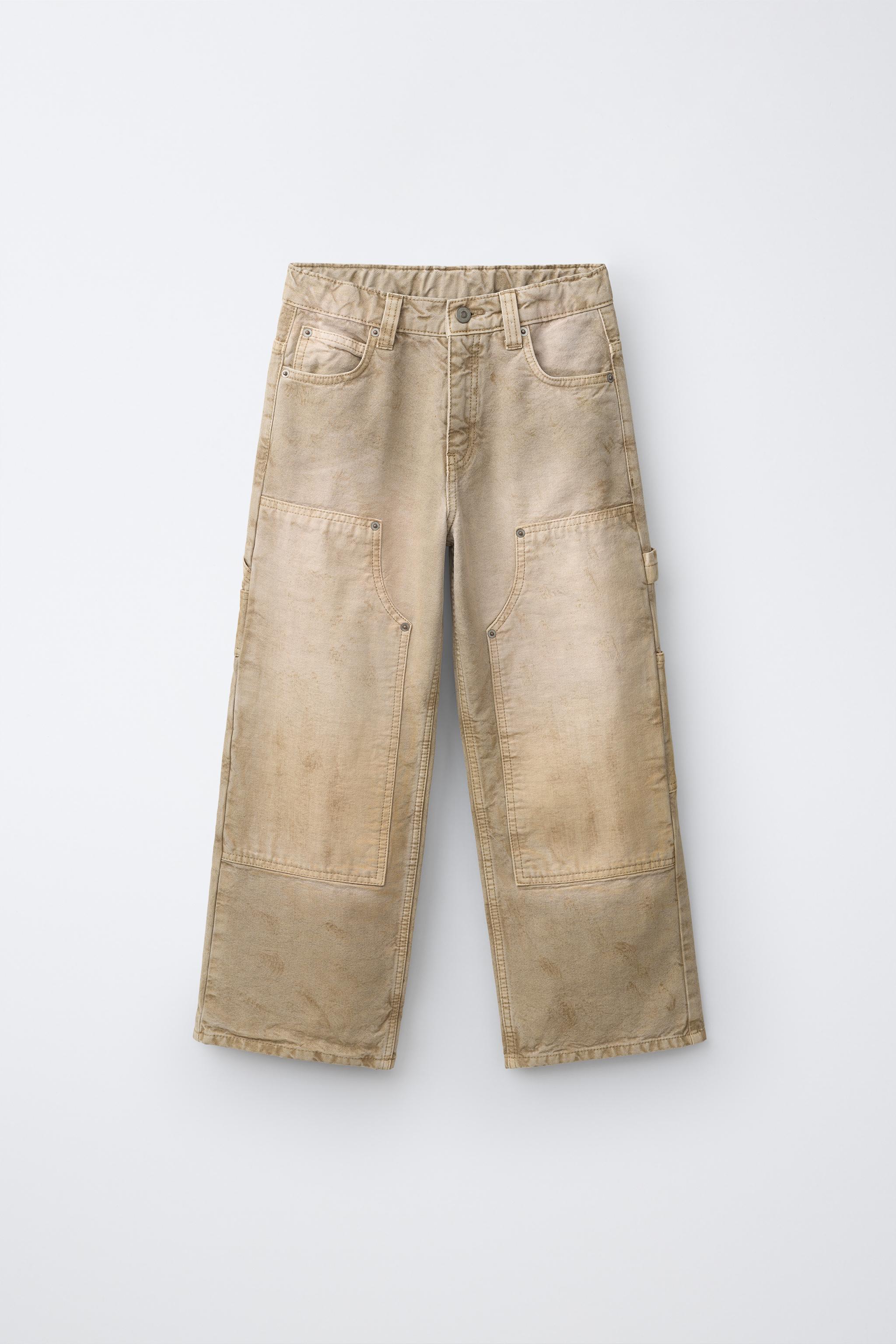 CANVAS WIDE LEG PANTS — Ecru