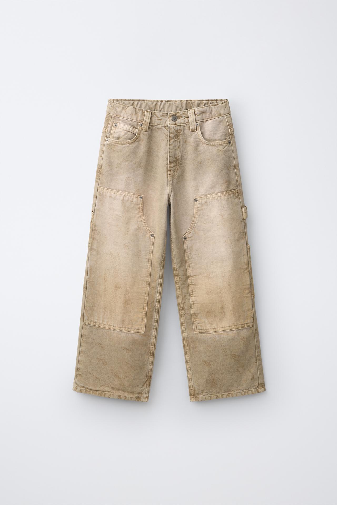 CANVAS WIDE LEG PANTS — Ecru