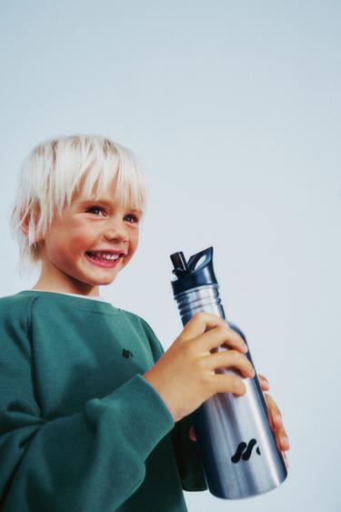 STAINLESS STEEL BOTTLE WITH LOGO 500ML - Dark silver by Zara