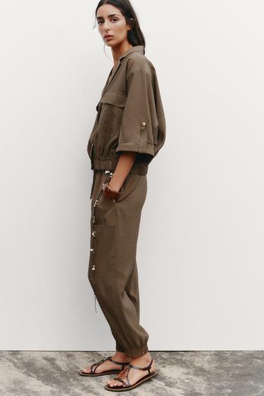 Zara CUFFED HEM PANTS - Brown