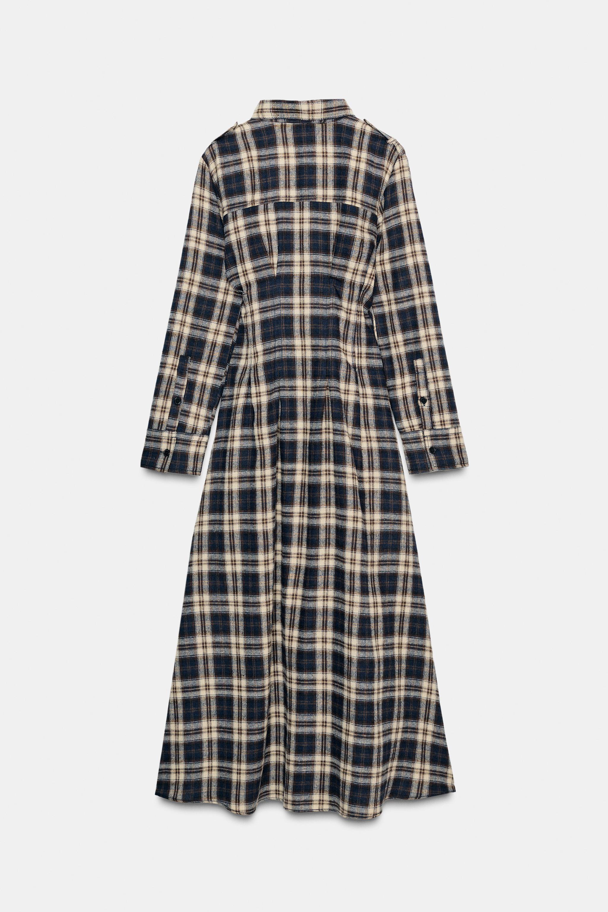PLAID PLEATED MIDI DRESS