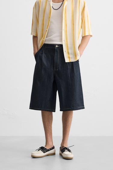 WIDE-FIT DENIM BERMUDA SHORTS - Indigo by Zara - Image 1