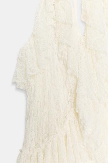TOP EN DENTELLE ET VOLANTS - Écru de Zara - Image 6