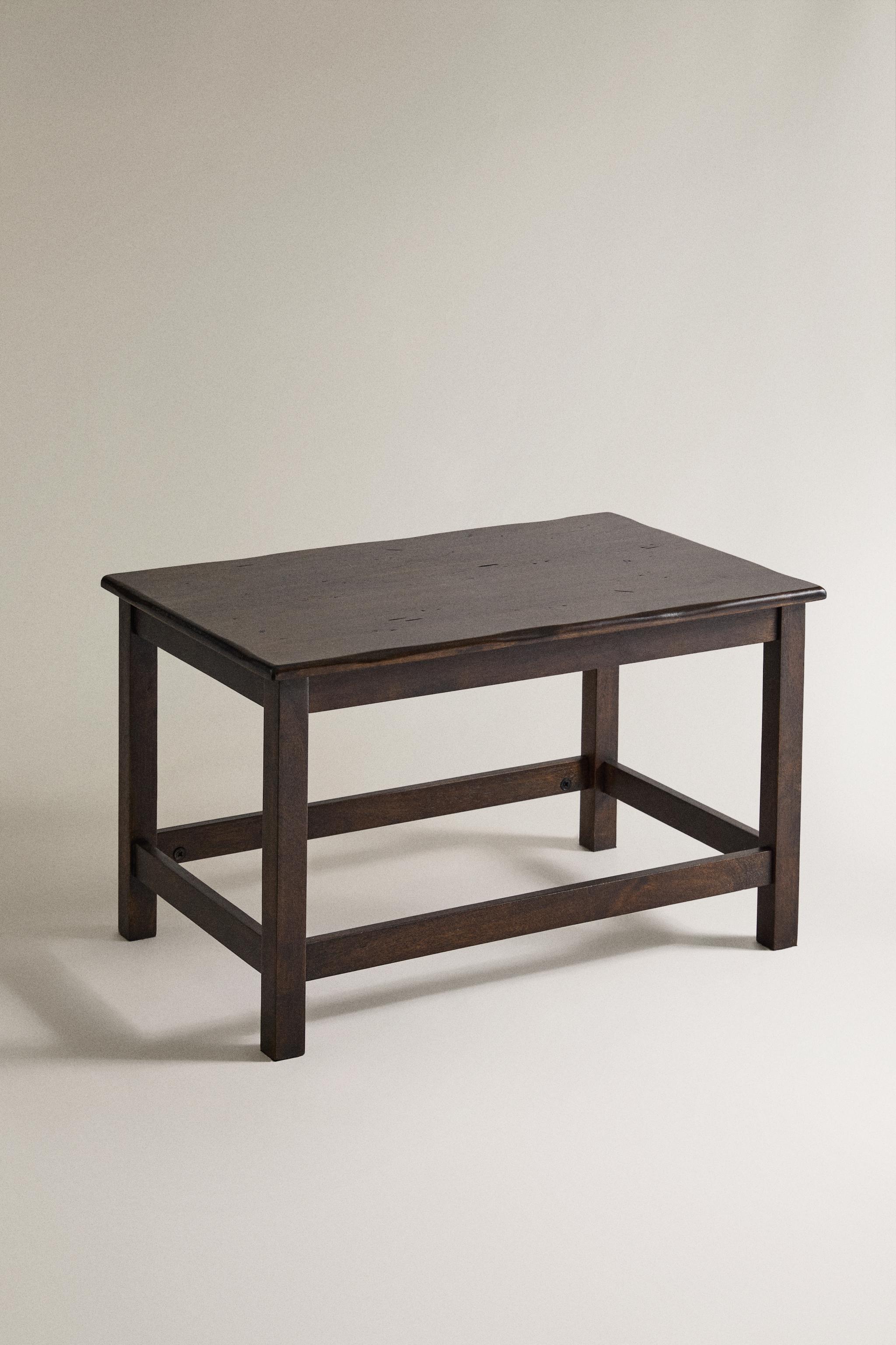WOODEN SIDE TABLE — Brown