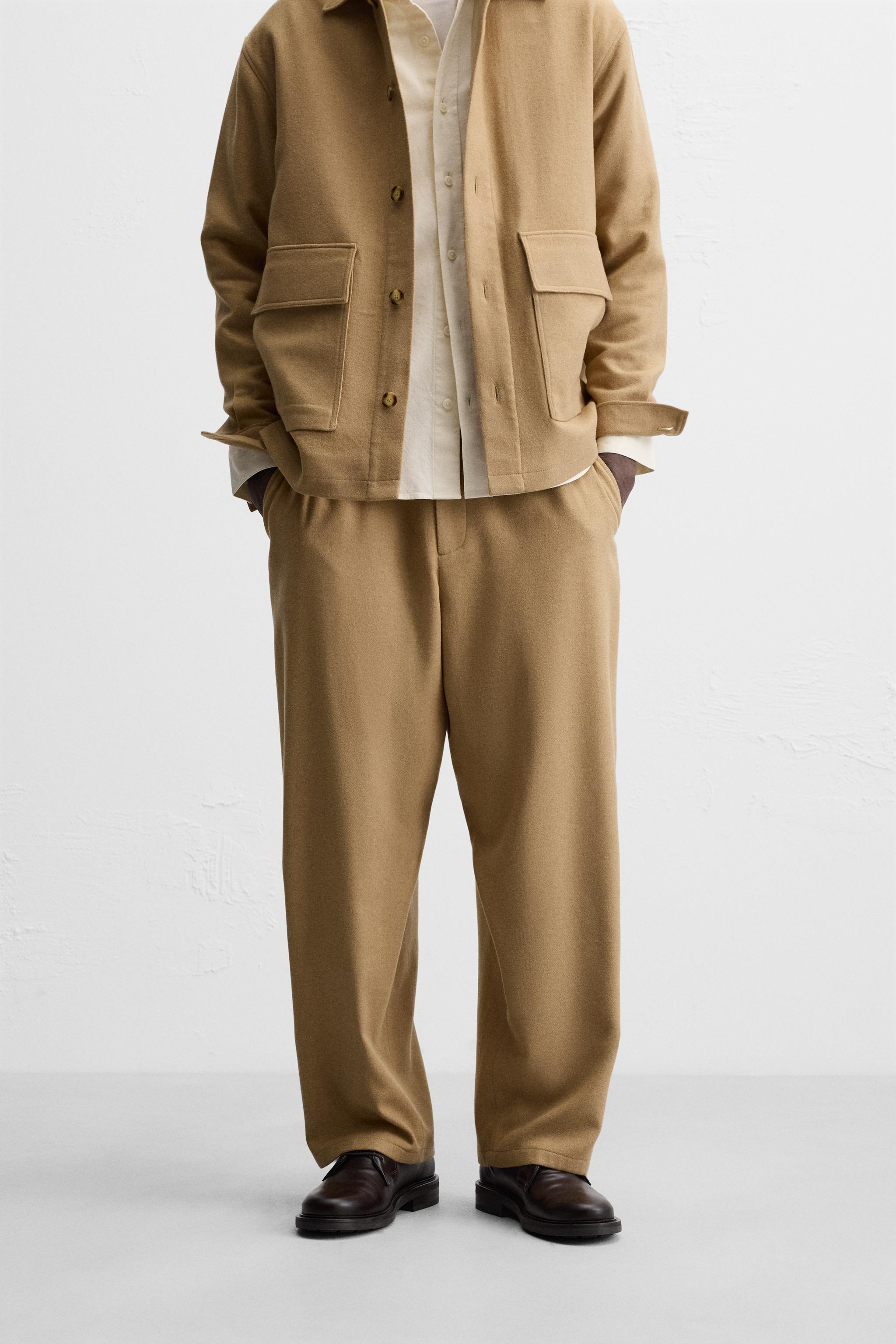 Pantalon Zara Wide Fit Corduroy Hombre Marrones Para JEANS ZW