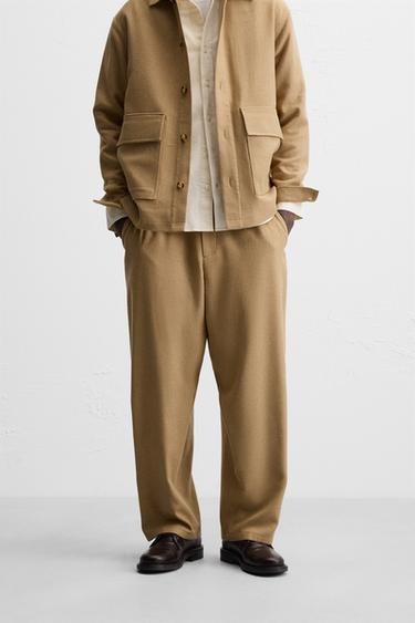 WIDE-LEG TROUSERS - camel by Zara