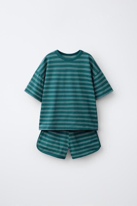 STRIPED T-SHIRT AND BERMUDA SHORTS JOGGING SET - Green de Zara - Imagen 0