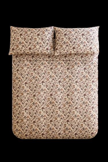 FUNDA NÓRDICA SATÉN ESTAMPADO FLOR - Beige de Zara - Imagen 0