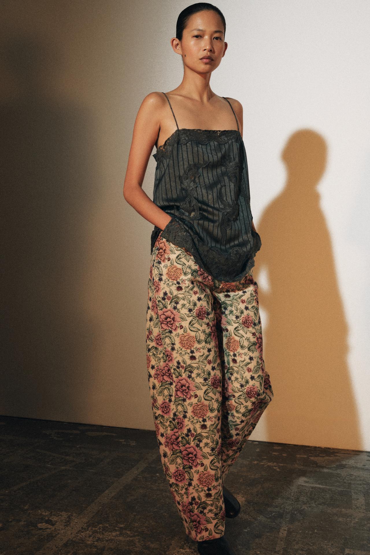 ZW COLLECTION SATIN LACE TOP — Anthracite grey