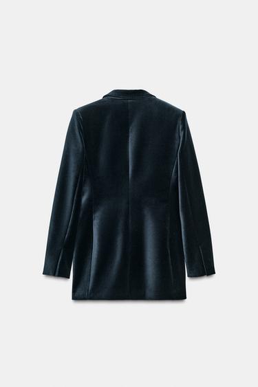 Zara ZW COLLECTION LIMITED EDITION VELVET BLAZER - Blue