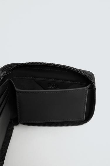 RUBBERISED WALLET WITH ZIP - Black by Zara - Image 3