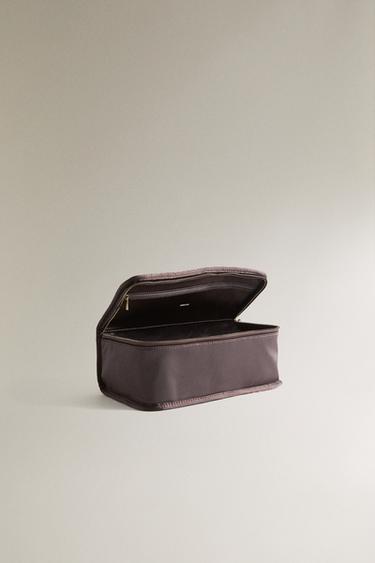 SATEEN OBJECT HOLDER WASH BAG - Chocolate Brown by Zara - Image 3
