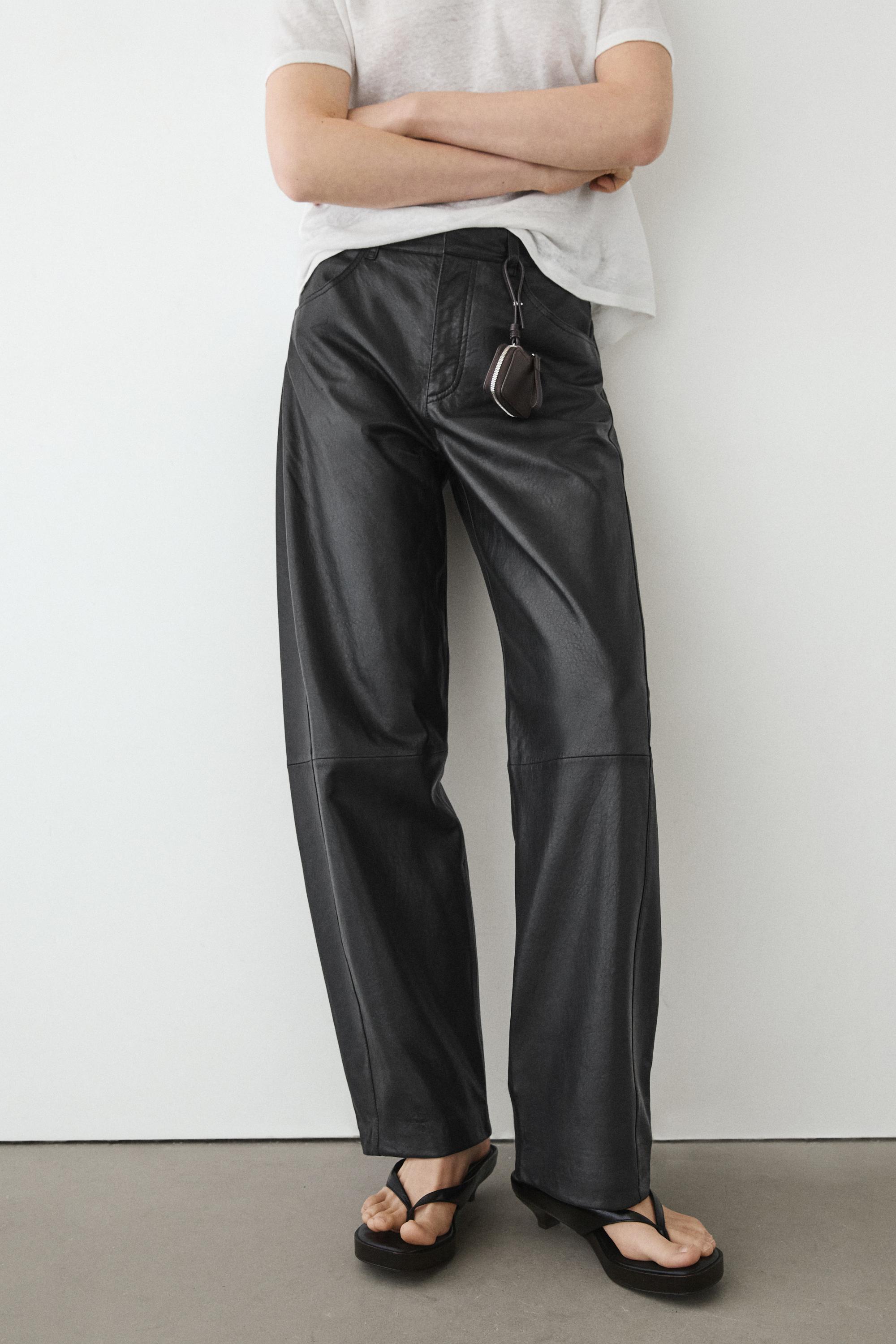 Balloon fit nappa leather trousers
