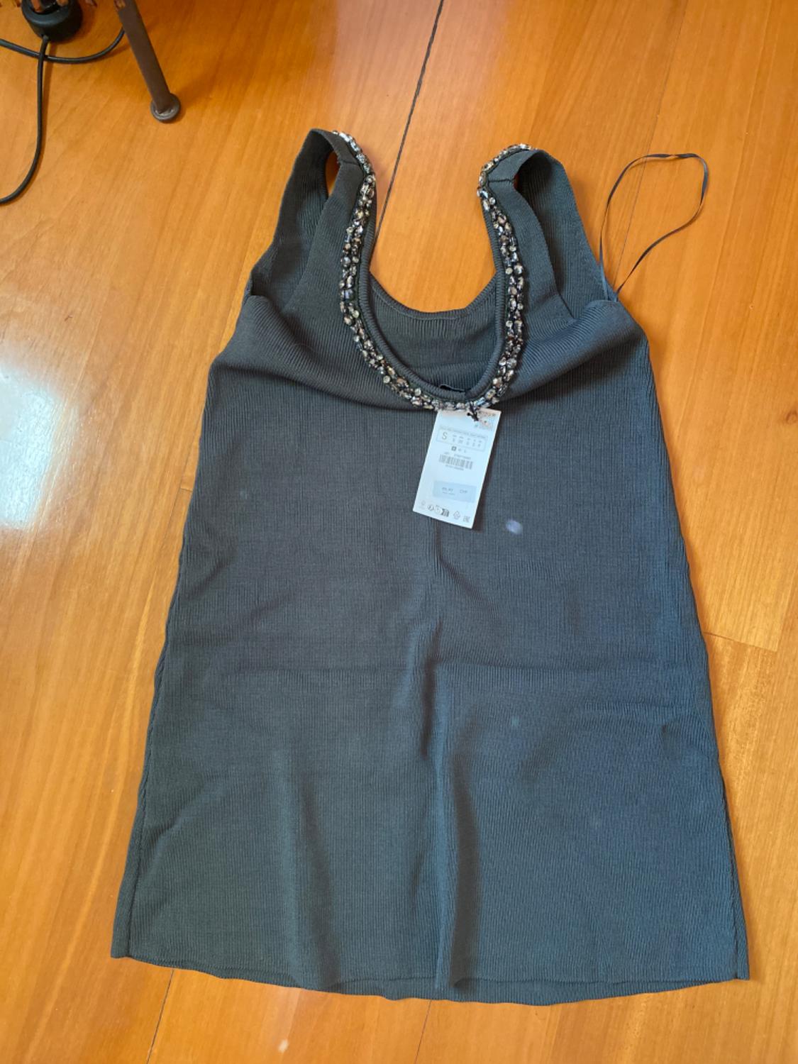 PLAIN KNIT DRESS WITH RHINESTONE BEADS - Image 5