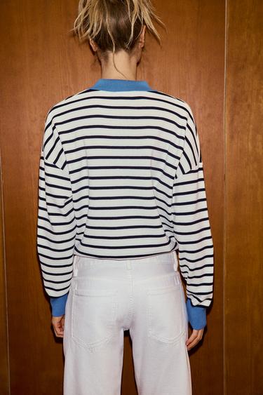 POLO EN MAILLE À RAYURES - rayures de Zara - Image 4