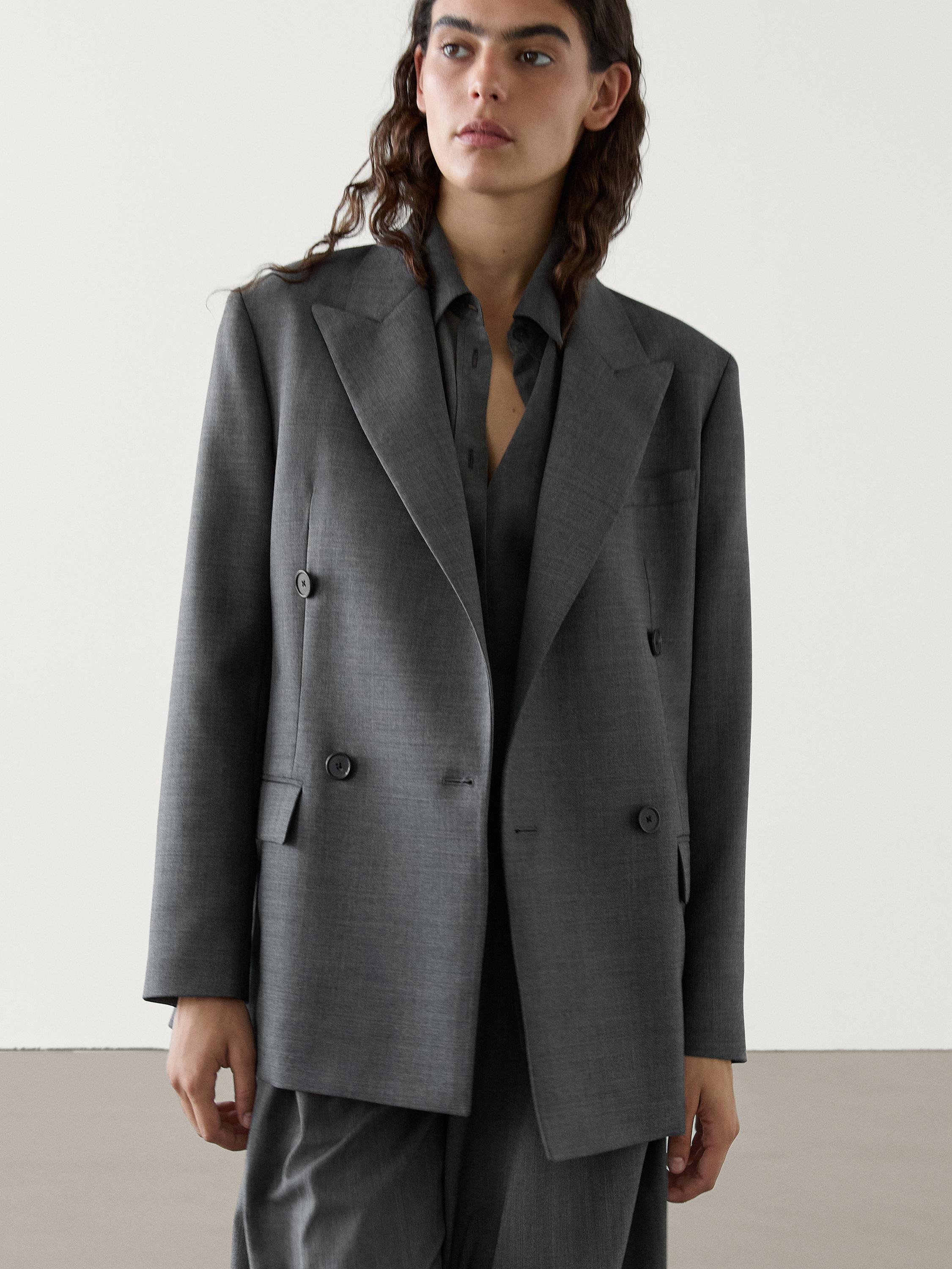 NWOT. 2024 Zara Man Anthracite Gray Double-Breasted Coat. Size L.