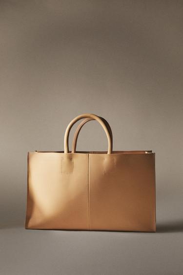 SAC CABAS EN CUIR - Beige clair de Zara - Image 4