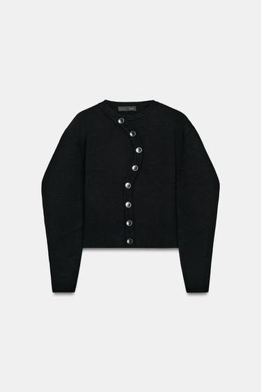 CASACO COM FECHO ASSIMÉTRICO - Preto da Zara - Imagem 0
