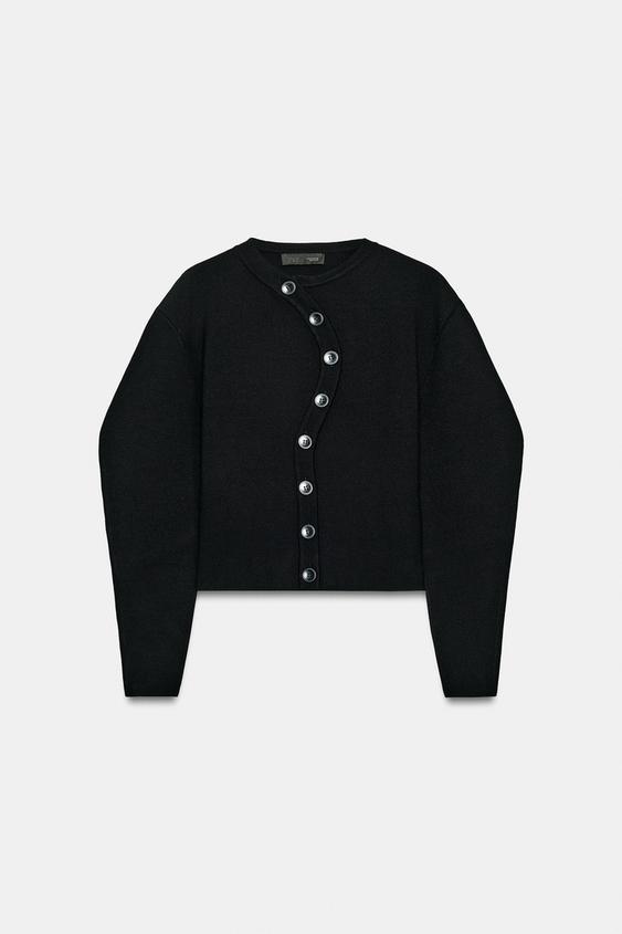 ASYMMETRIC FASTENING CARDIGAN - Black by Zara - Image 0