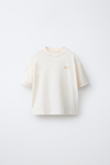 PLAYERA ALGODÓN Y LINO TEXTO - Crudo de Zara - Imagen 0