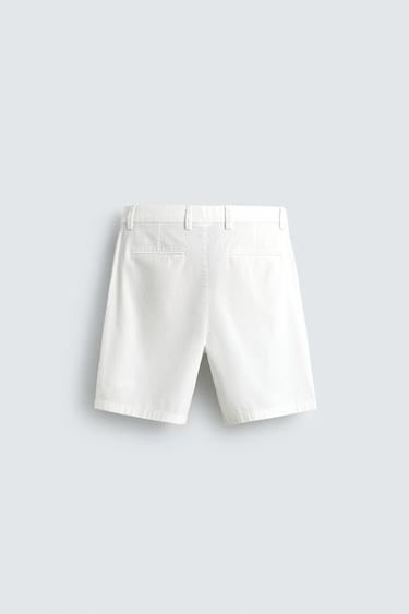 REGULAR FIT PLEATED BERMUDA SHORTS - Oyster-white by Zara - Image 6