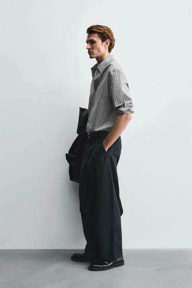 LYOCELL-COTTON BALLOON FIT TROUSERS - Mid-blue by Zara - Image 3
