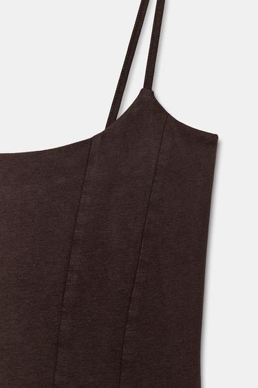 ROBE COURTE JUPE ÉVASÉE - Marron de Zara - Image 7