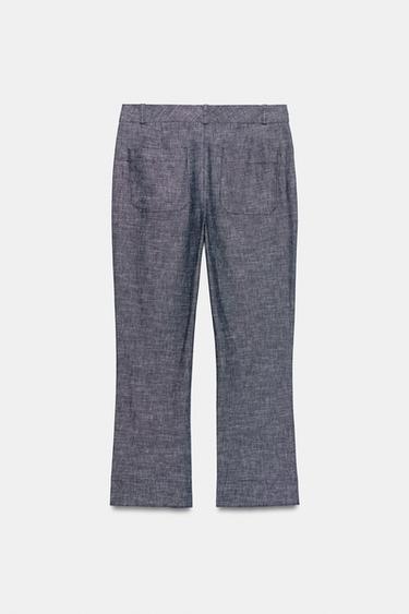 MINI FLARE LINEN BLEND TROUSERS - Grey by Zara - Image 8