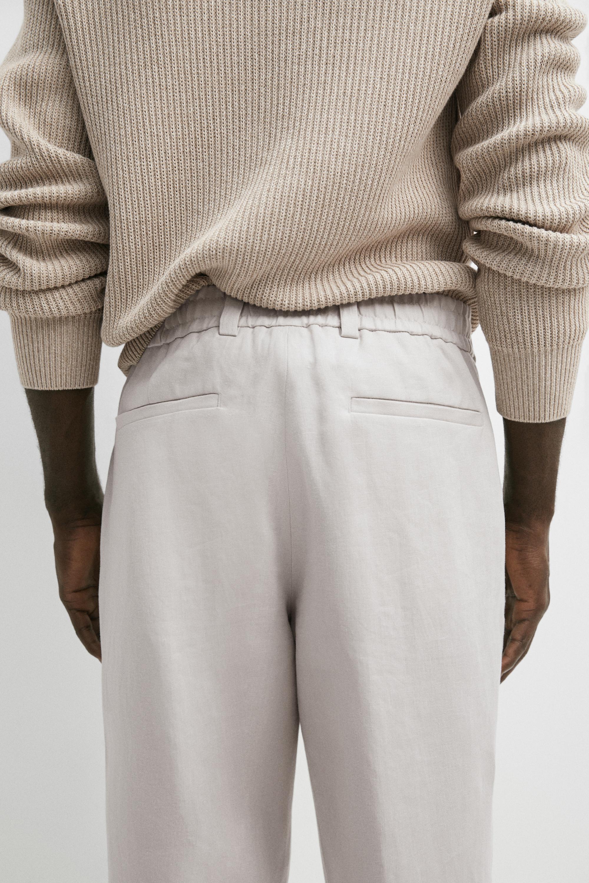 Pantalon à taille élastique 100 % lin