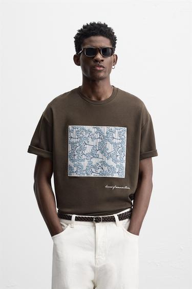 T-SHIRT AVEC PIÈCE EN RELIEF - Marron de Zara - Image 1