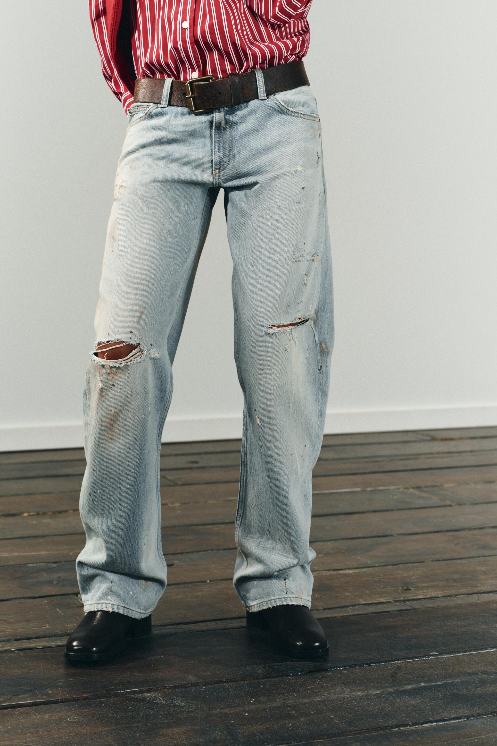 ZARA ダメージ加工 ライトブルーデニム セット TRF ダメージ加工