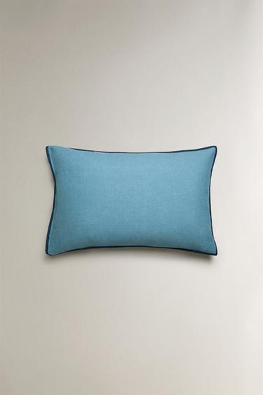 CONTRAST LINEN PILLOWCASE - Blue by Zara - Image 3