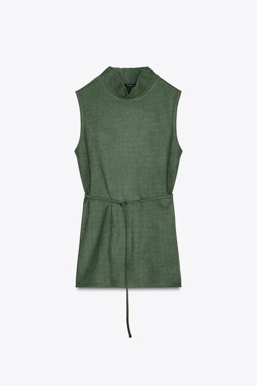TOP MANGA SISA CINTURÓN - Khaki de Zara - Imagen 0