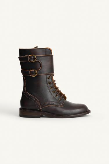 BOTTINES EN CUIR À LACETS ÉDITION LIMITÉE - Marron de Zara - Image 5