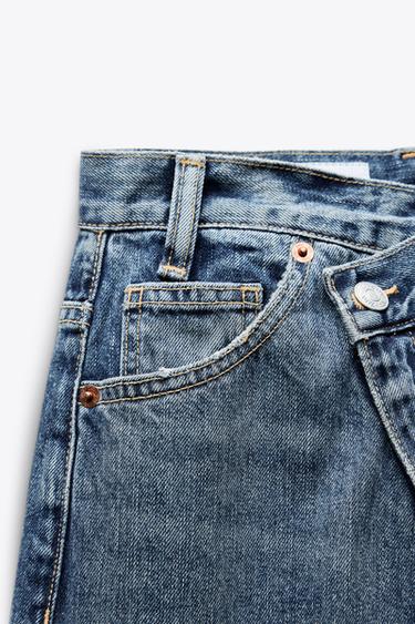 JEANS TRF BAGGY CINTURA CRUZADA TIRO MEDIO - Índigo de Zara